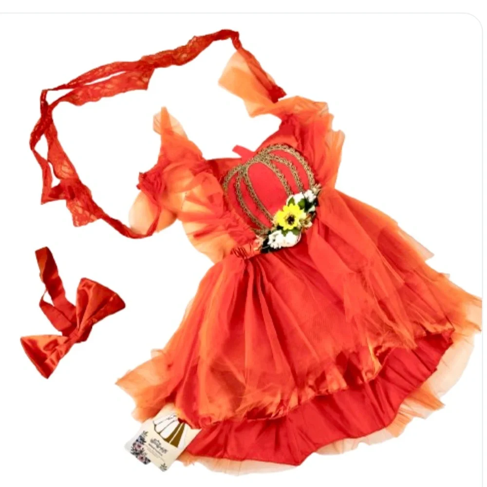Orange Tulle 1st Birthday Dress